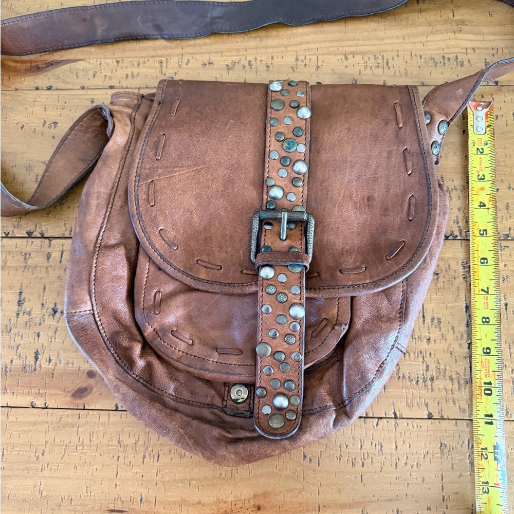 Brown Leather Studded Women's Bag